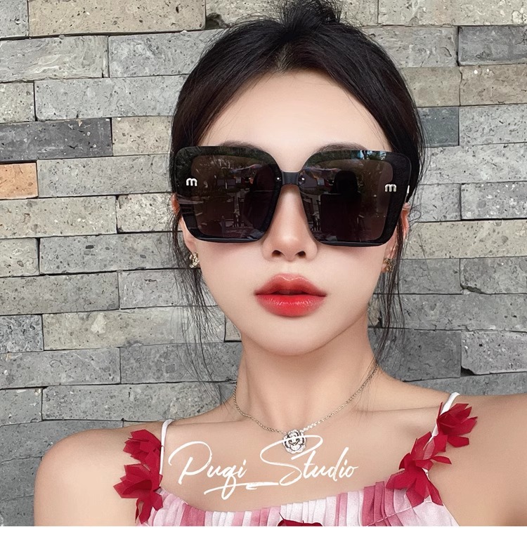 韩版大框黑色圆脸大脸防紫外线遮阳墨镜女潮气质高级感防晒太阳镜详情2