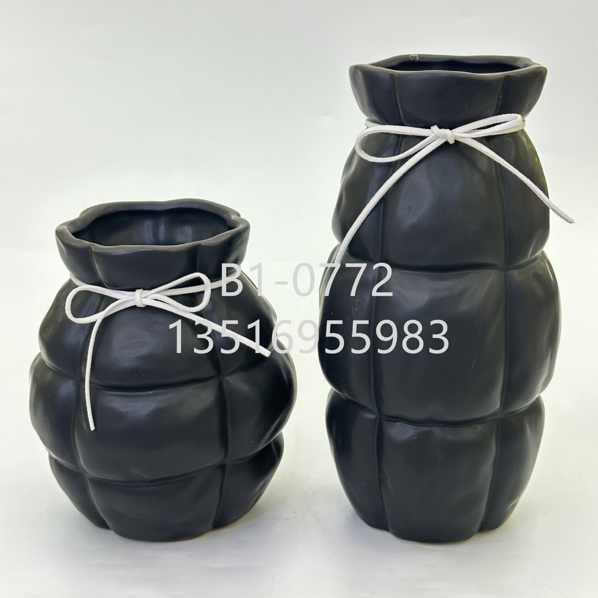 Nordic creative hand-held bouquet, light blue Morandi ceramic vase, living room flower arrangement, home TV cabinet decoration pic 17