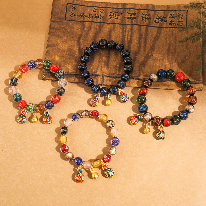 香灰琉璃手串手链朱砂老秦款五彩吞金兽景区寺庙摆摊文玩饰品批发详情2