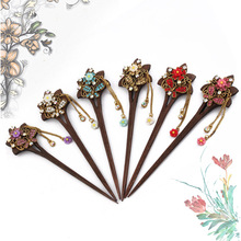 复古流苏头饰玫瑰花镶钻发簪 时尚清新步摇簪子发饰厂家主营详情8