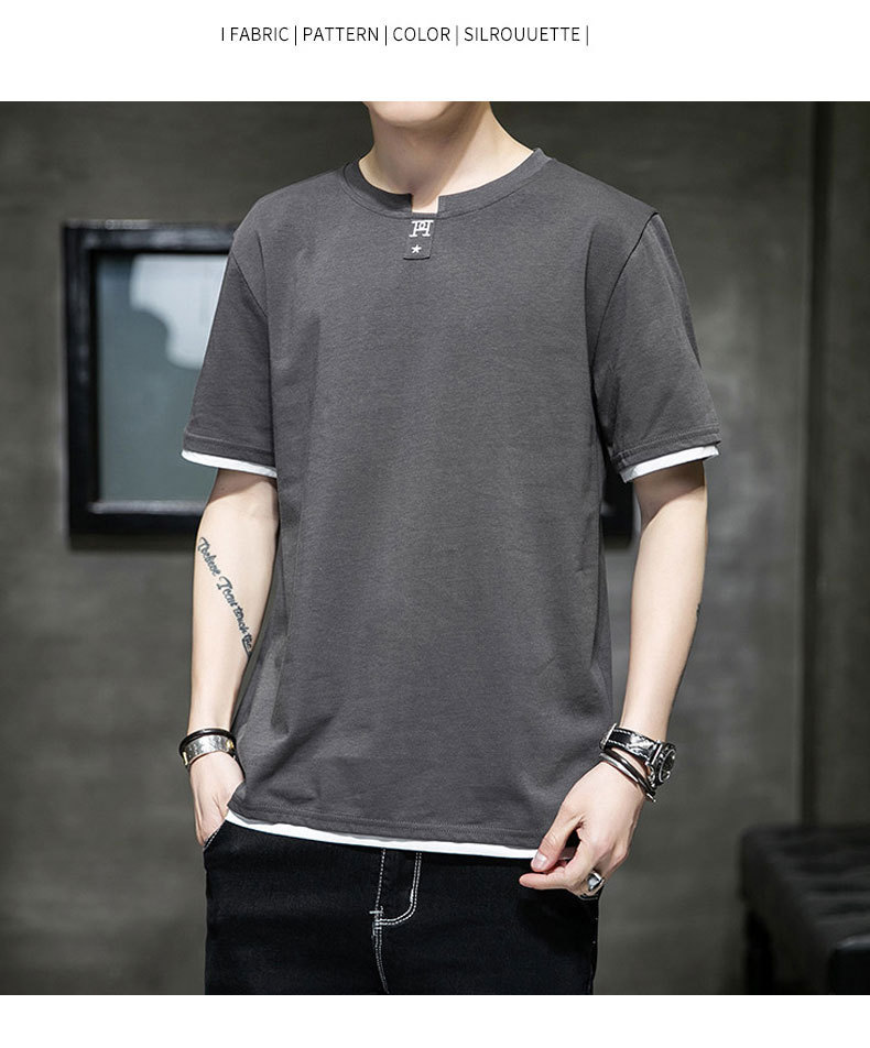 Short-sleeved T-shirt for men, Korean style, summer loose cotton T-shirt, cross-border new style, student bottom layer, half-sleeved shirt pic 52