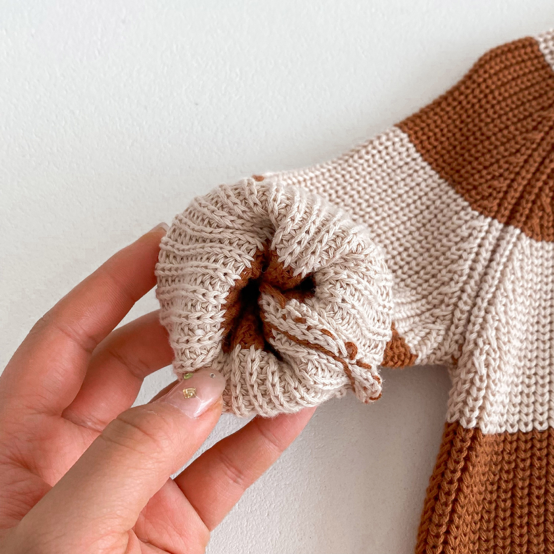 中小童2024秋季新款男女童韩版拼色针织套头上衣半高领内外穿毛衣详情10