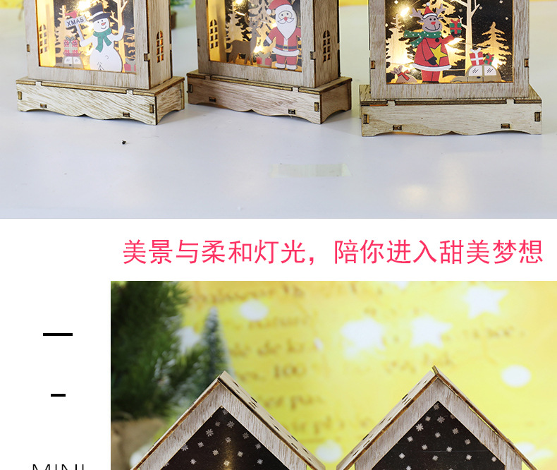 Cross-border new Christmas decorations: Glowing log cabin, Christmas house, creative Christmas gifts, tabletop ornaments pic 4