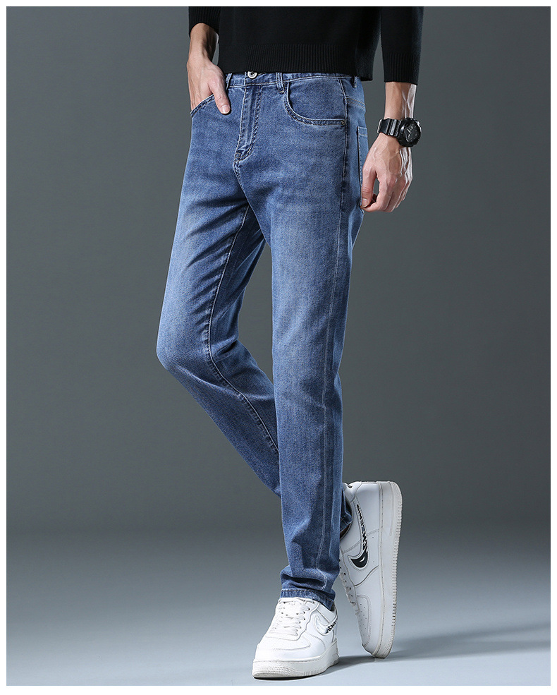 新款男士牛仔裤男宽松小脚日系弹力春秋季休闲裤子男装皮带长裤潮详情20
