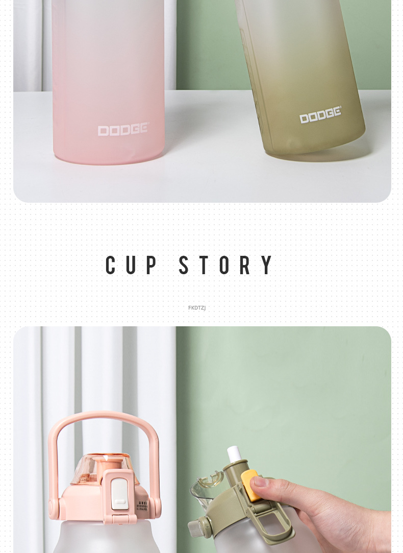 Dodge Colorful Sports Straw Plastic Cup, frosted gradient color Large capacity Tritan Outdoor Fitness Travel Water Cup pic 4