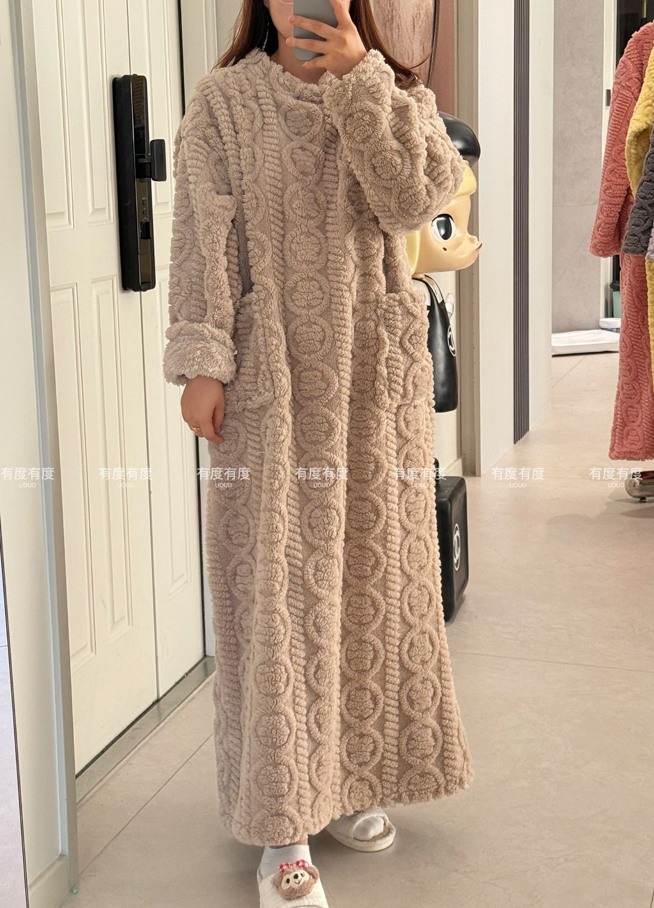 珊瑚绒睡裙女冬季加绒加厚大被子睡袍中长款睡衣法兰绒家居服韩版详情11