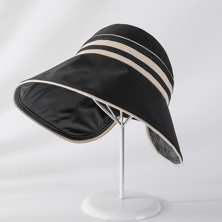 UV high-magnifying sun protection hollow top hat, new Korean version striped black rubber sun hat, spring and summer new simple hat, foldable pic 27