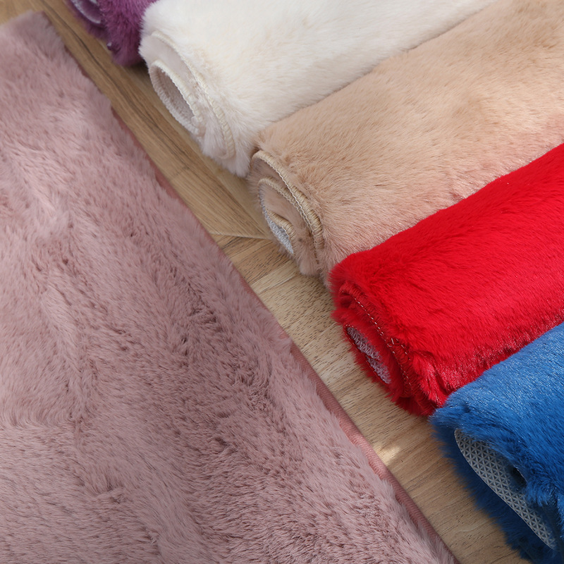 自主 品牌未提供 现代简约仿兔绒地毯地垫欧式素色方形吸水防滑欢迎光临家用地毯批发详情3