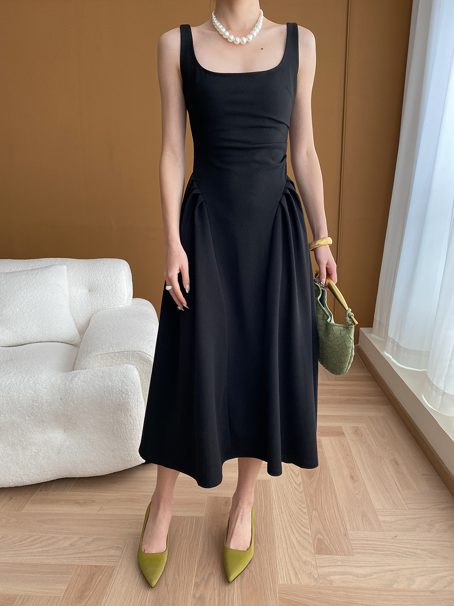 Sinan Antwai-cut French square-neck black vest dress 2024 Early Autumn New Style SN5158 pic 30