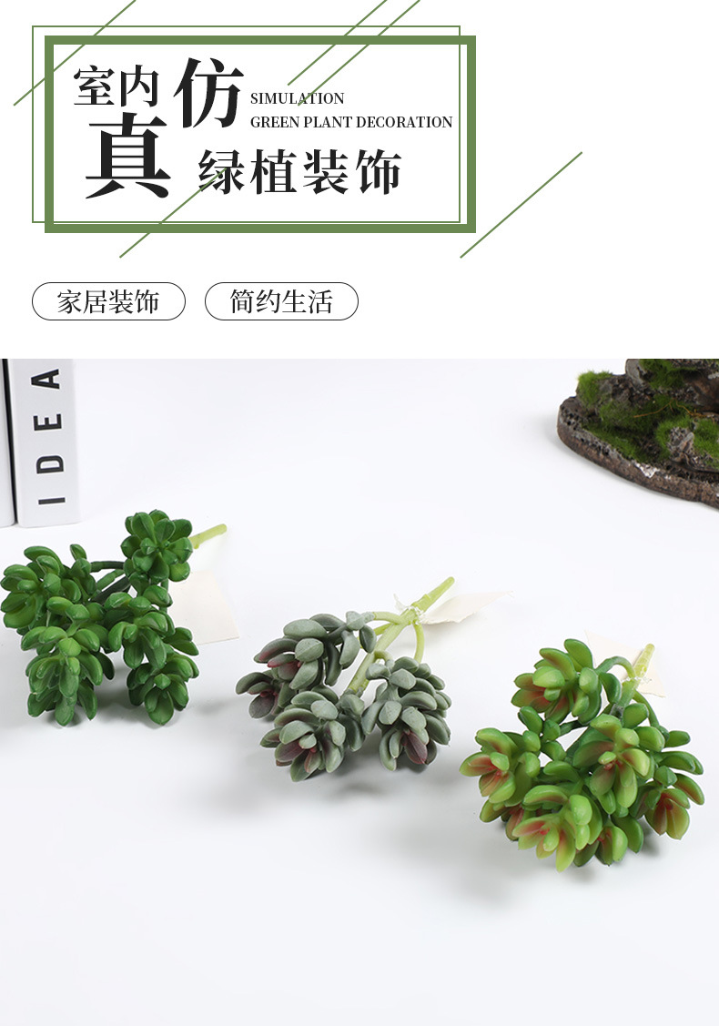 新款仿真塑料多肉 逼真手感插花多肉园艺装饰多肉绿植多头组合批发详情1