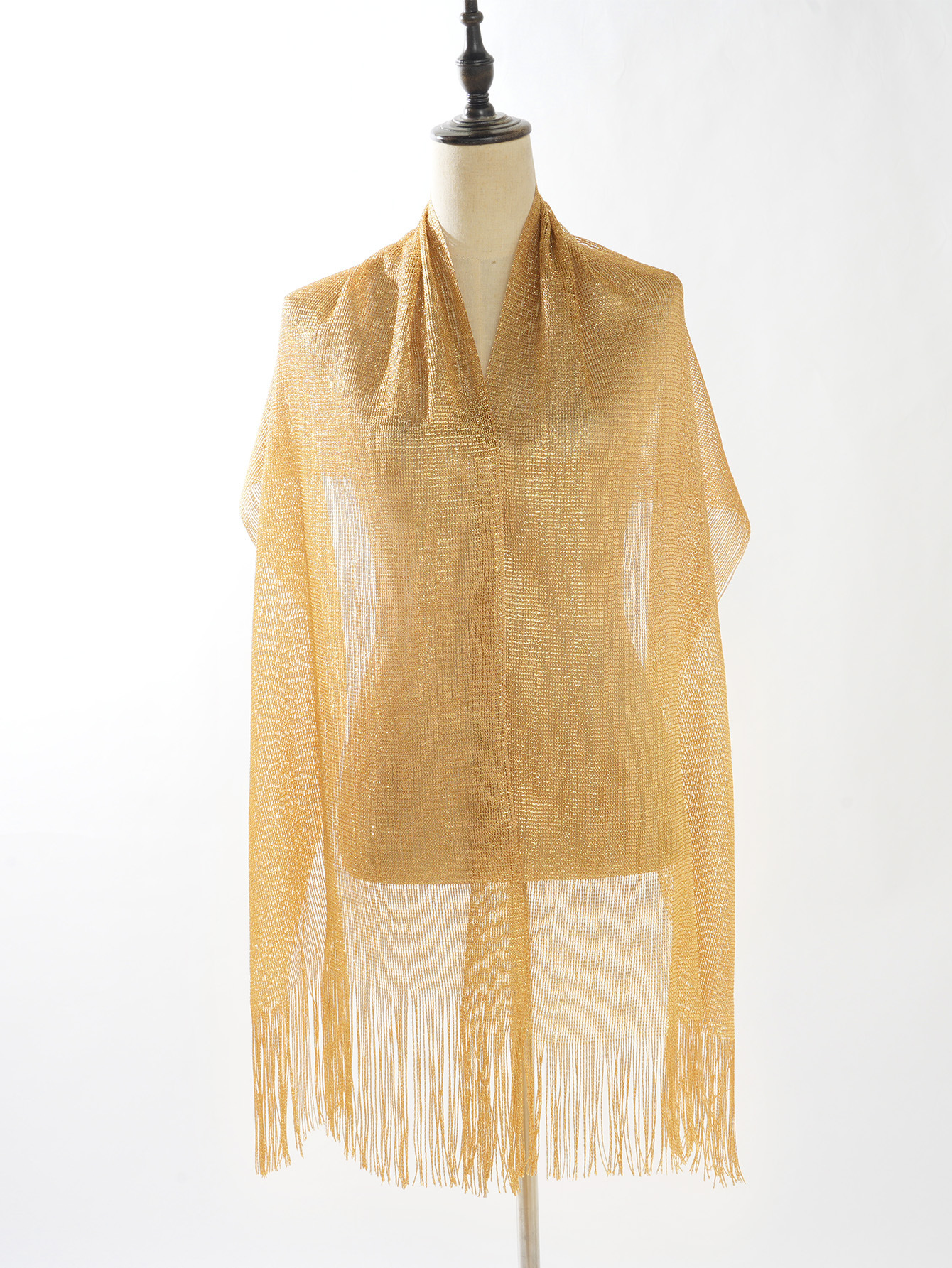 跨进专供 欧美爆款金银丝长流苏平板巾舞会婚礼派对晚礼服披肩女详情5