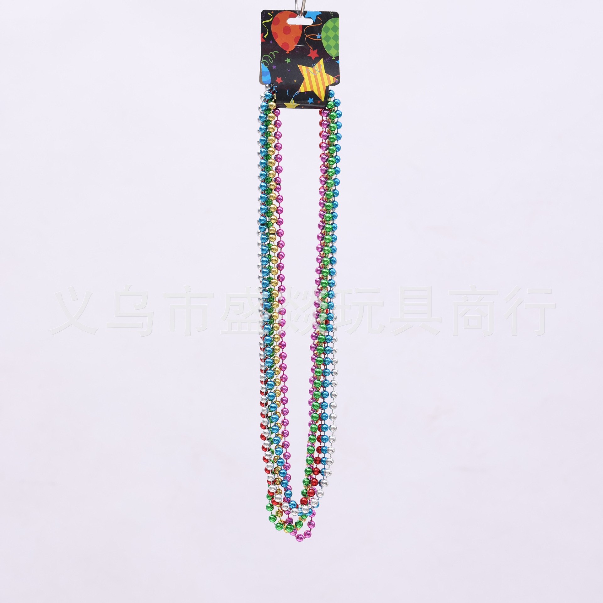 跨境8mm电镀珠链彩色项链独立日项链狂欢节万圣节派对波珠链道具详情1