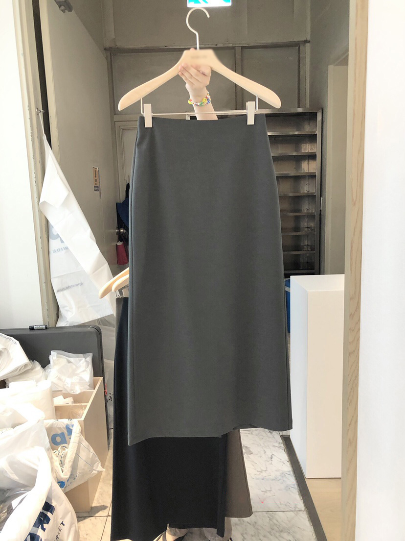 韩国东大门2023春季新款高腰复古黑色开叉直筒西装裙半身裙子女士详情4