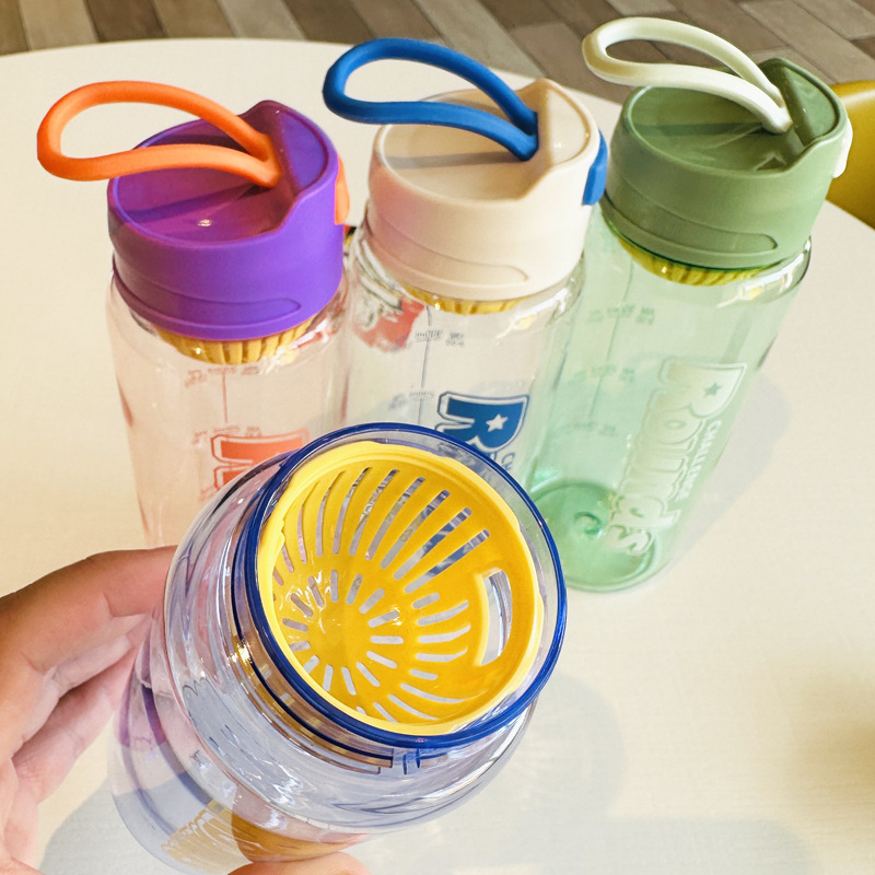 Creative plastic cup, portable student cup, fresh, heat-resistant, simple and shock-resistant, tea filter, popular online water cup, transparent pic 14