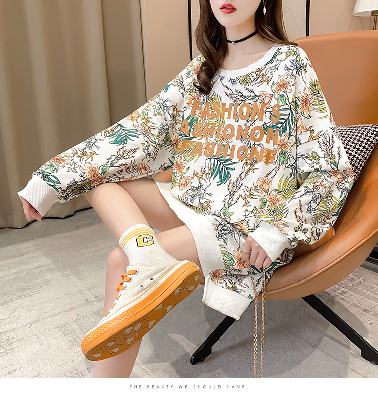 批发2020秋季大码宽松中长款套头薄款T恤上衣时尚洋气卫衣女潮详情22