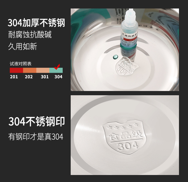 Wholesale thickened 304 stainless steel soup basins, soup bowls, noodle basins, seasoning basins, seasoning jars, vegetable washing basins, multi-purpose gifts pic 2