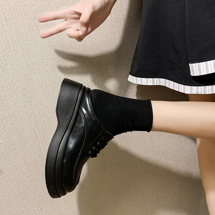 韩版简约休闲乐福鞋女2022秋季新款英伦风厚底单鞋时尚系带小皮鞋详情42