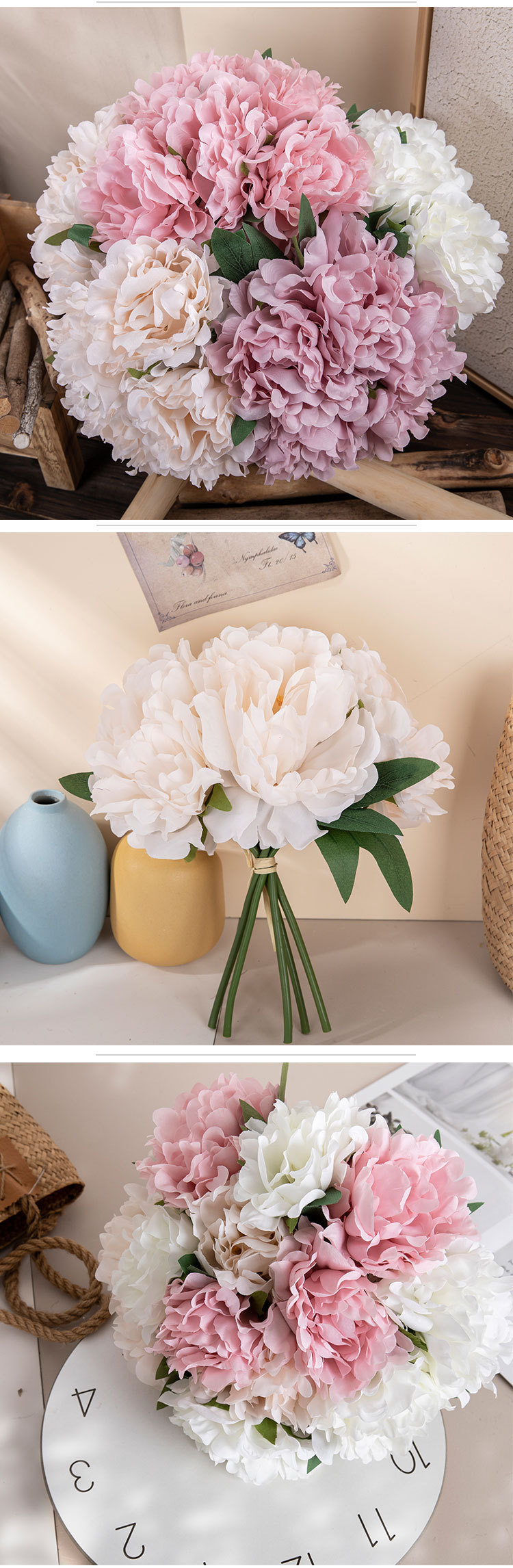 Manufacturer recommends Irene Peony wedding bouquet artificial flowers wholesale home decoration craft plants MW11221 pic 13