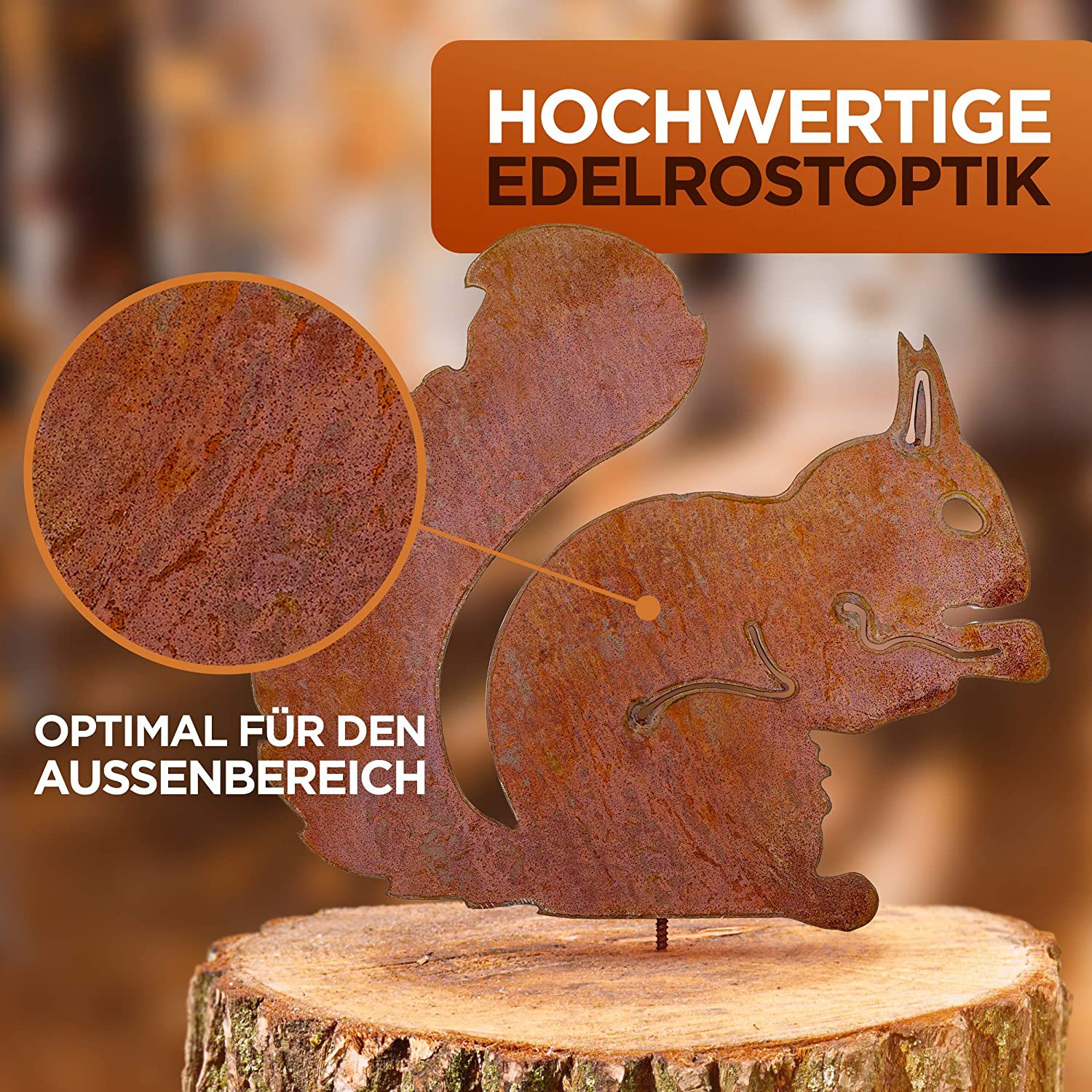 现货庭院户外生锈松鼠创意剪影摆件Rusty Squirrel Sitting Tree详情6