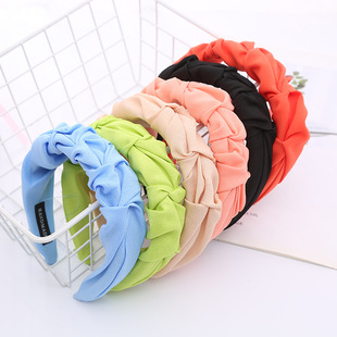 欧美纯色手工编织麻花头箍 亚马逊潮流单色辫子头扣 洗脸压发发饰详情8