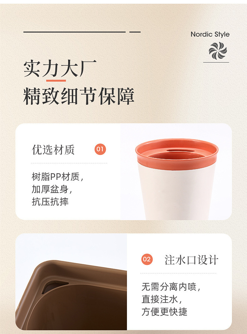 日式绿植园艺懒人花盆 塑料树脂自动吸水花盆办公室桌面绿萝花盆详情5
