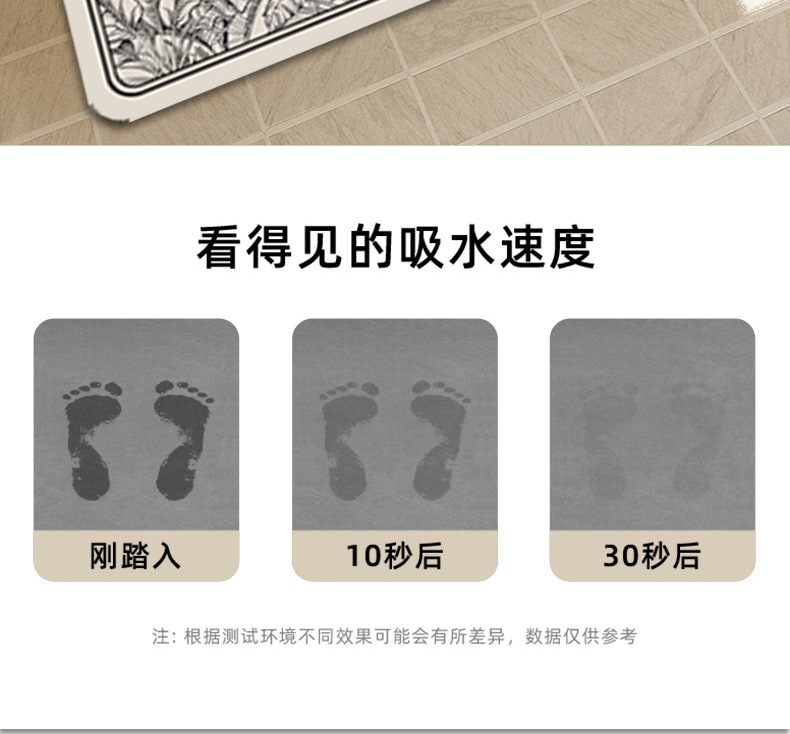 复古奶油风硅藻泥吸水速干浴室地垫卫生间防滑脚垫洗澡间浴缸脚垫详情10