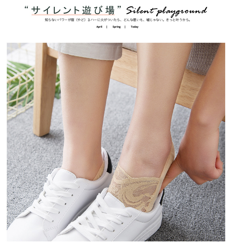 袜子女士日系薄款春夏秋季蕾丝船袜浅口隐形袜套韩版花边棉底袜套详情42