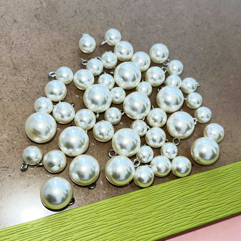 Botones de perlas resaltados blanco cosido a mano botones redondos poco perfume viento jersey cheongpao decoración pies altos accesorios botones pic 4
