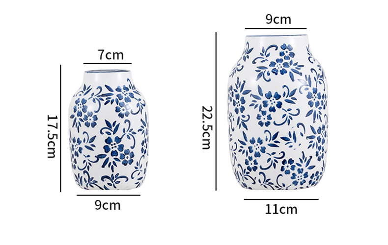 2025新中式高级感青花瓷大肚花瓶陶瓷复古客厅玄关鲜花插花装饰品配合吸顶灯更显雅致花瓶水培花瓶详情3