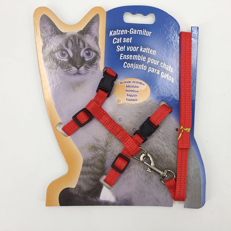 Pet supplies factory cat chains and kittens use I-shaped chest straps, leash ropes, and cat lashes for walking and guiding pic 12