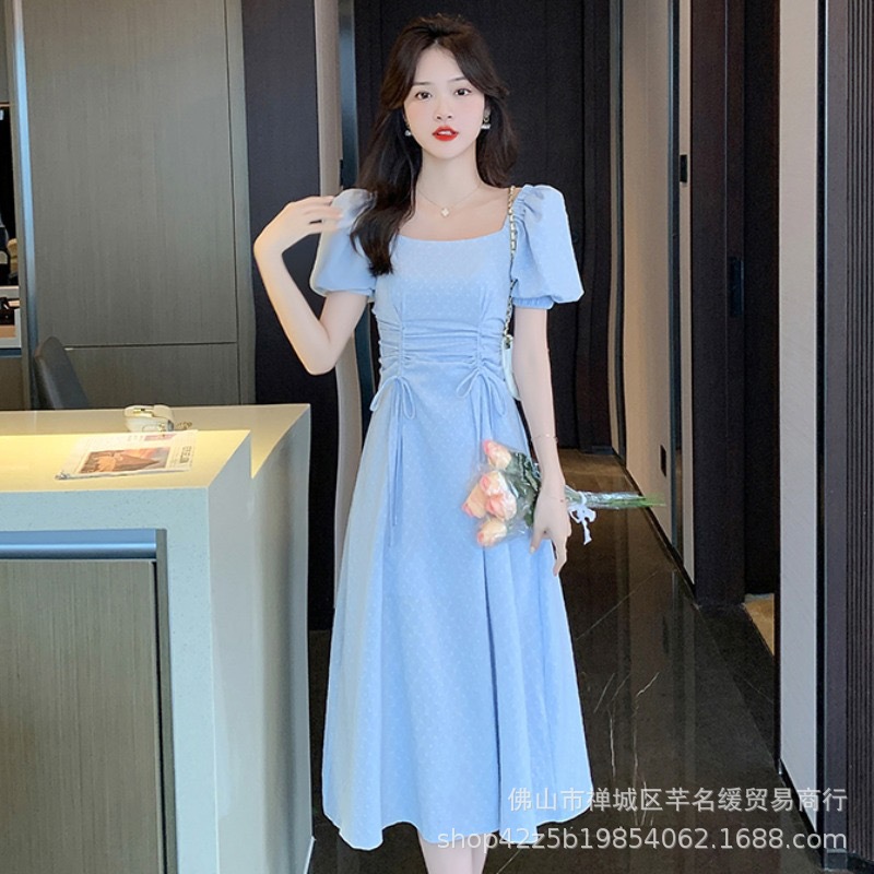 Early spring petite elegant dress for women 2023 summer waist-cinching and slimming lady chiffon floral mid-length dress pic 10