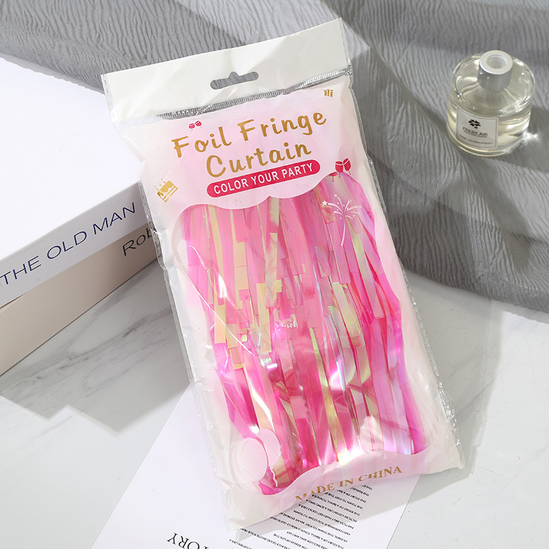 新款1*2M创意派对装饰雨丝帘双色镭射墙面门帘儿童生日装饰道具详情10