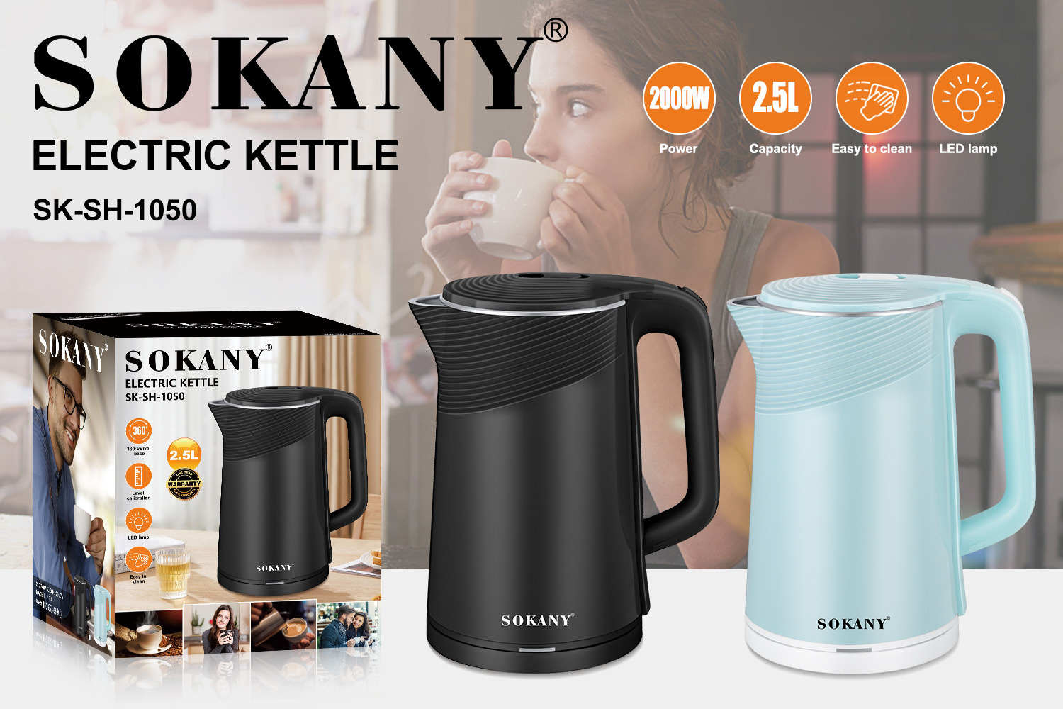 Вскипятить чайник Kettle с большой емкостью 2,5 л для интернациональных чайников сокани1050 чайников pic 2