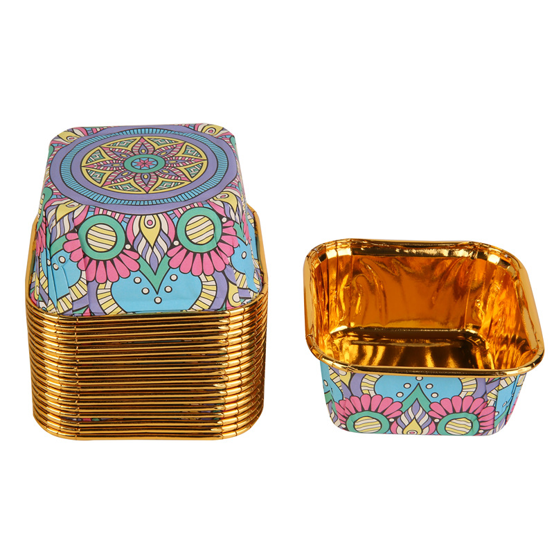 波西米亚风正方形蛋糕纸杯新款特色单面金正方形蛋糕纸杯蛋糕杯6.详情7