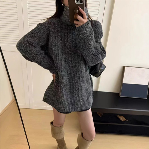 韩版秋冬季百搭圆领套头毛衣女2024新款纯色简约内搭显瘦针织上衣详情6