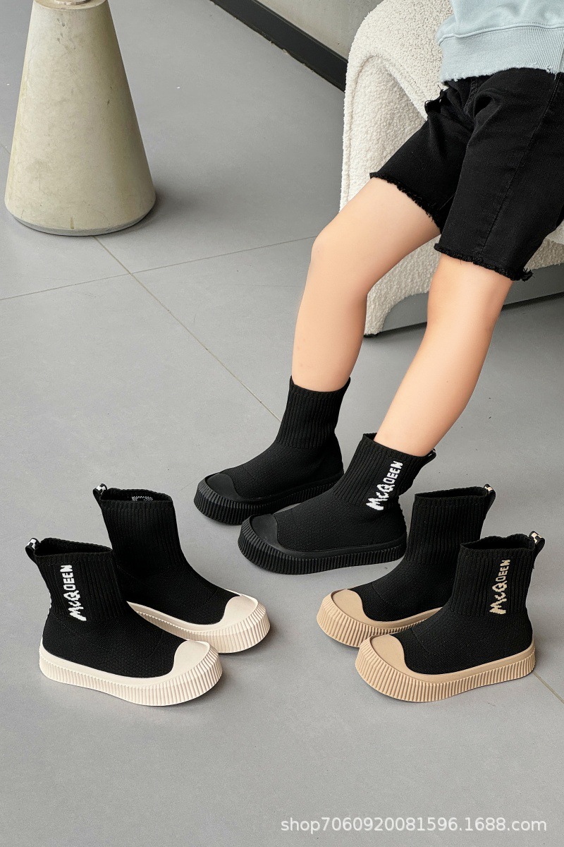 儿童鞋2024秋季新款女童飞织袜子鞋透气马丁靴男童休闲板鞋超轻运详情10