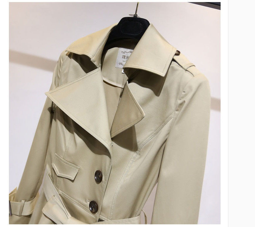 赫本风裙摆风衣收腰千鸟格女式中长款外套大衣年新款详情21