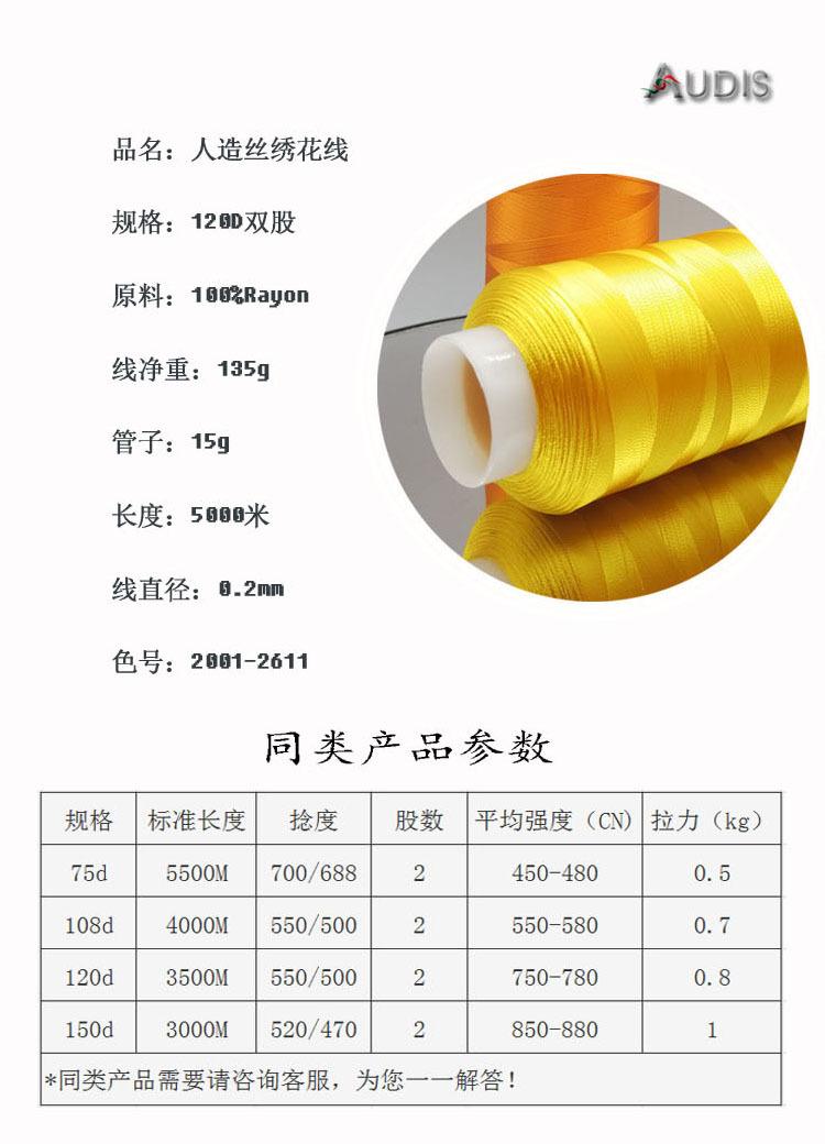 5000-meter, 24-year craftsmanship quality, Odis manufacturer rayon 120D double-strand lustrous embroidery thread tassel thread pic 4