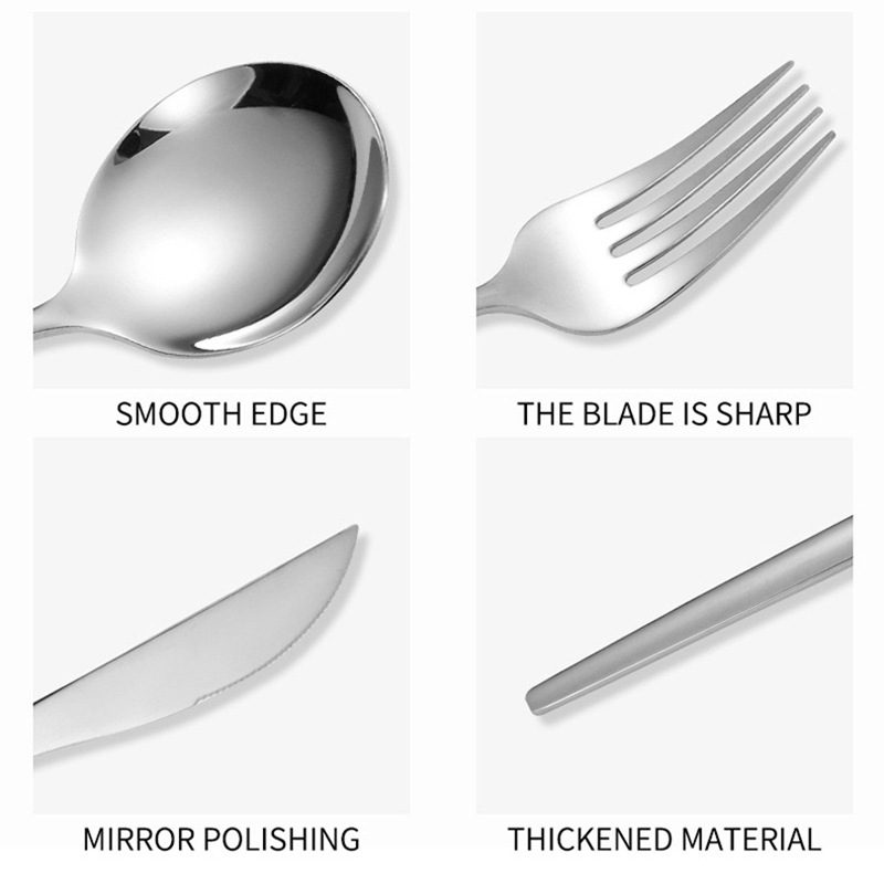 跨境热销葡萄牙不锈钢刀叉24件套餐具套装礼盒装镀钛金色西餐勺子详情2