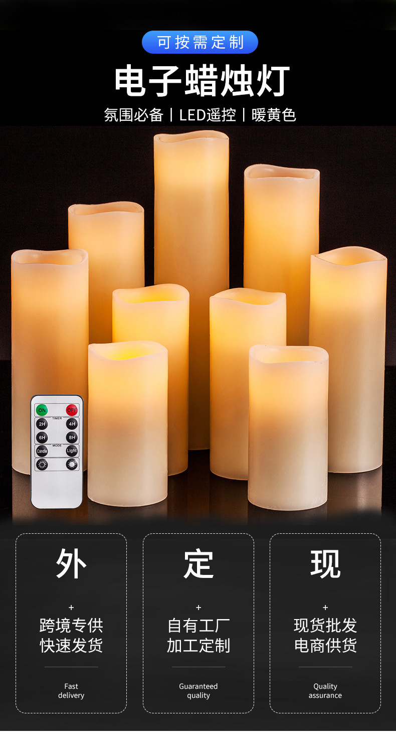 Cross-border electronic candle lighting atmosphere activity simulation cylindrical LED candle remote control home wedding decoration Buddha lamp pic 2
