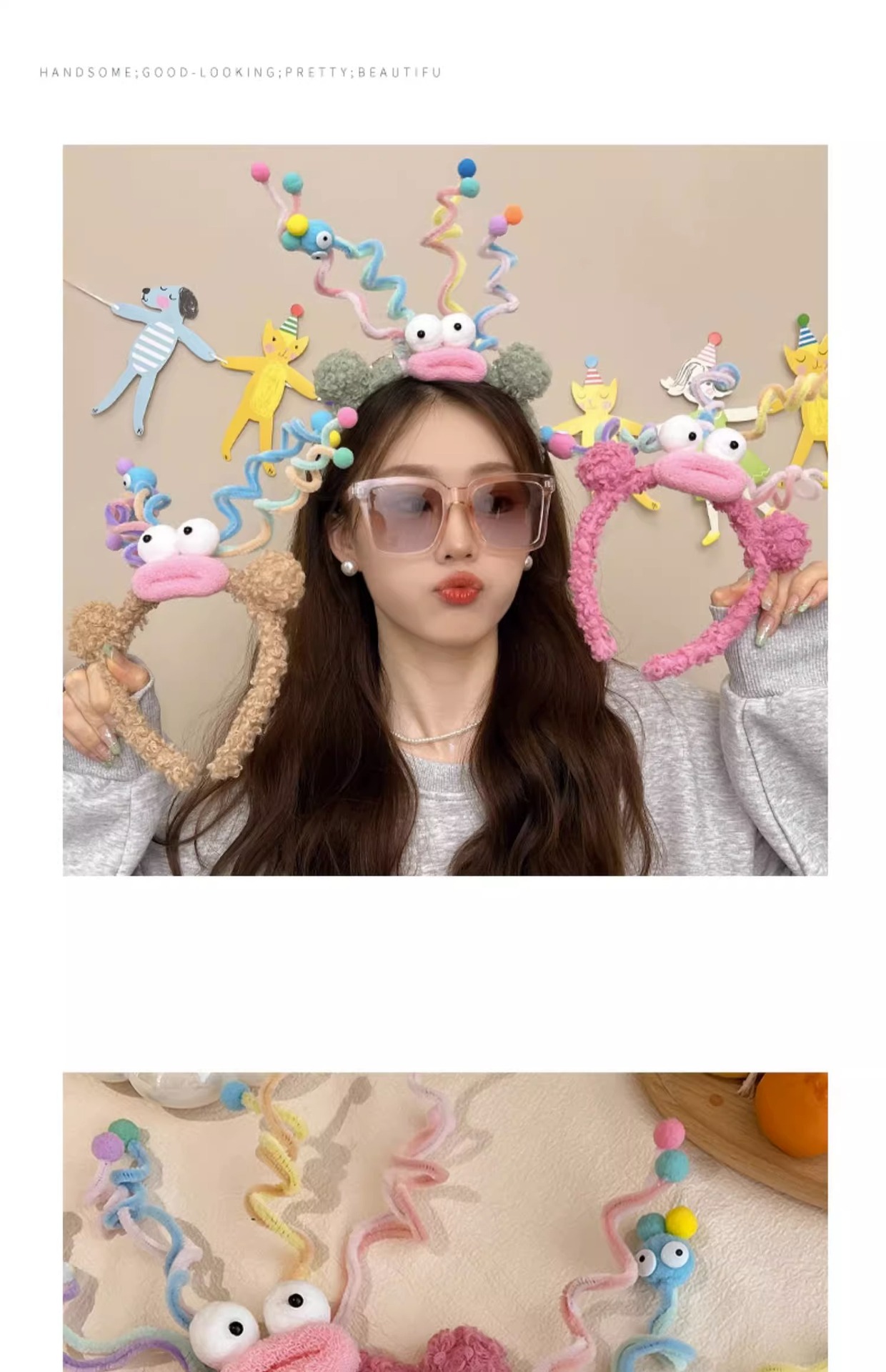 Twisty stick, fun and funny hair band, cute colorful headband, female face wash hair clip, headwear, photo, party, birthday hair accessories pic 13