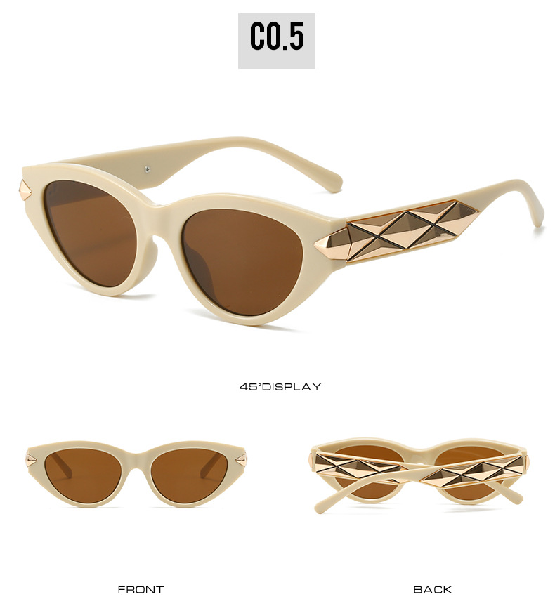 2023外贸跨境爆款朋克太阳镜女 欧美街拍摩登复古猫眼形墨镜详情11