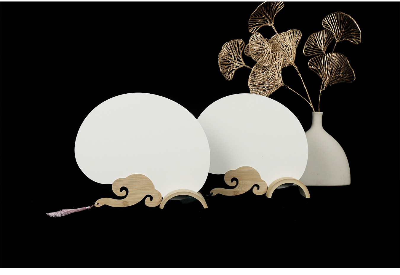 生宣团扇双面加厚宣纸空白卡纸扇手绘国画书法diy长柄扇子批发详情3