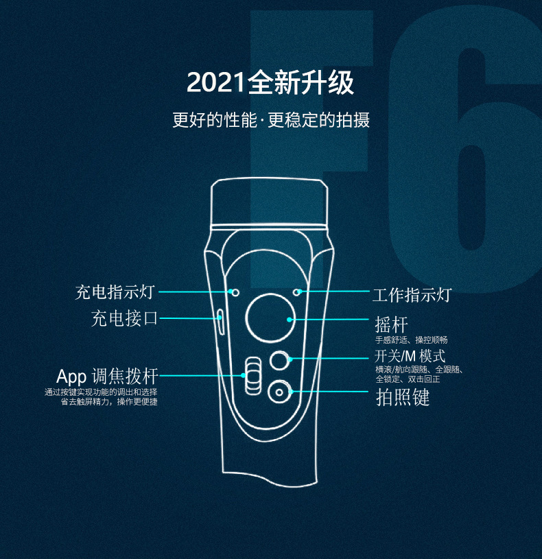 F6/F8 three-axis stabilizer, intelligent face tracking and clapping, handheld gimbal anti-shake video balance stand, factory direct sales pic 2