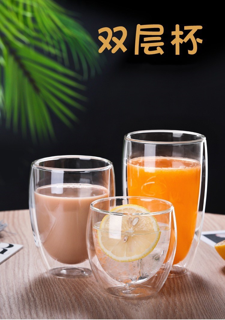 Factory wholesale thickened double-layer glass cups, egg-shaped cups, heat-insulating household coffee cups, water cups, juice cups and milk cups pic 1
