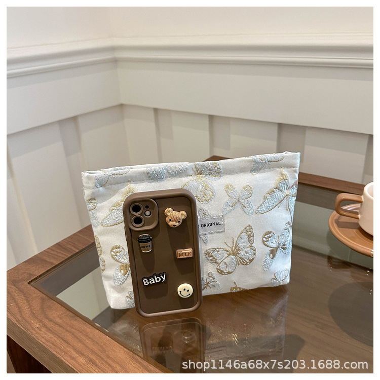 跨境蝴蝶化妆包小清新便携护肤品收纳袋旅行洗漱包帆布方包手拿包详情14