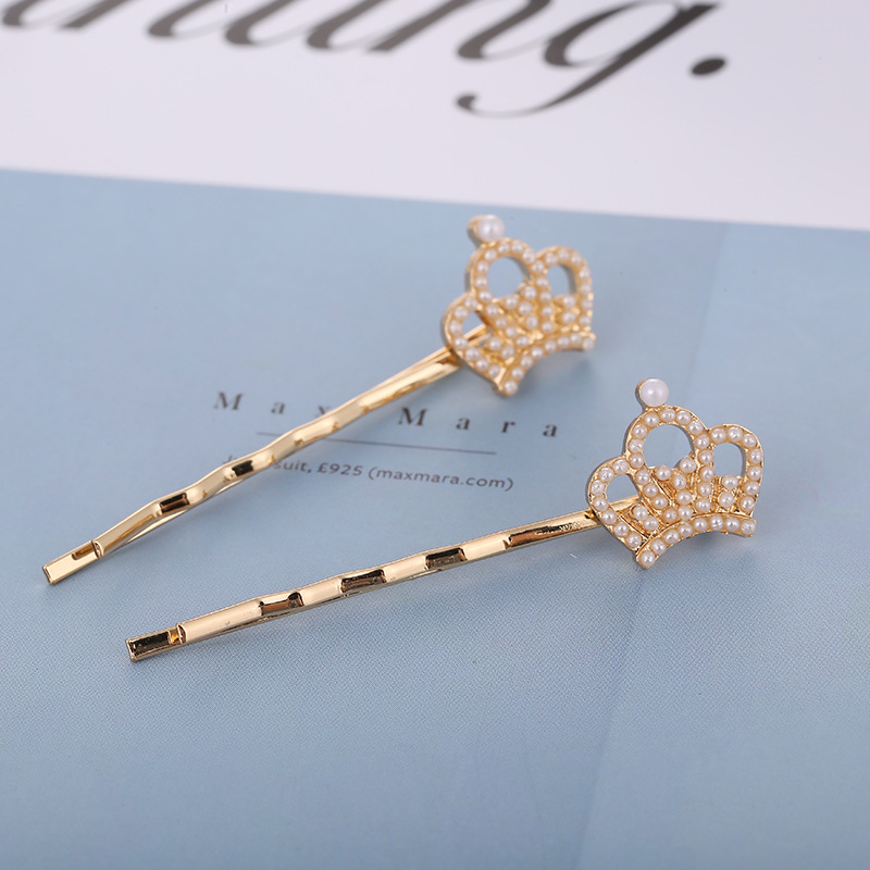 Diadema de perlas versión coreana mujer horquilla clip de una palabra moda corona corazón pajarita diamante nueva llegada accesorios para el pelo al por mayor pic 4