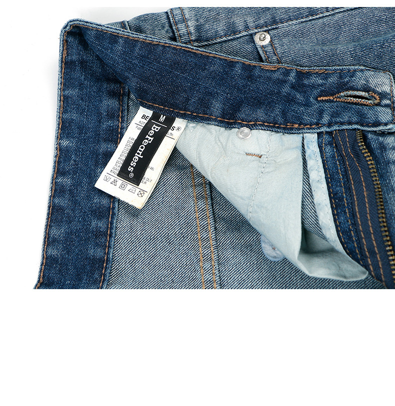 LK男装|美式做旧直筒牛仔裤男女潮牌百搭休闲阔腿拖地长裤子1012详情17