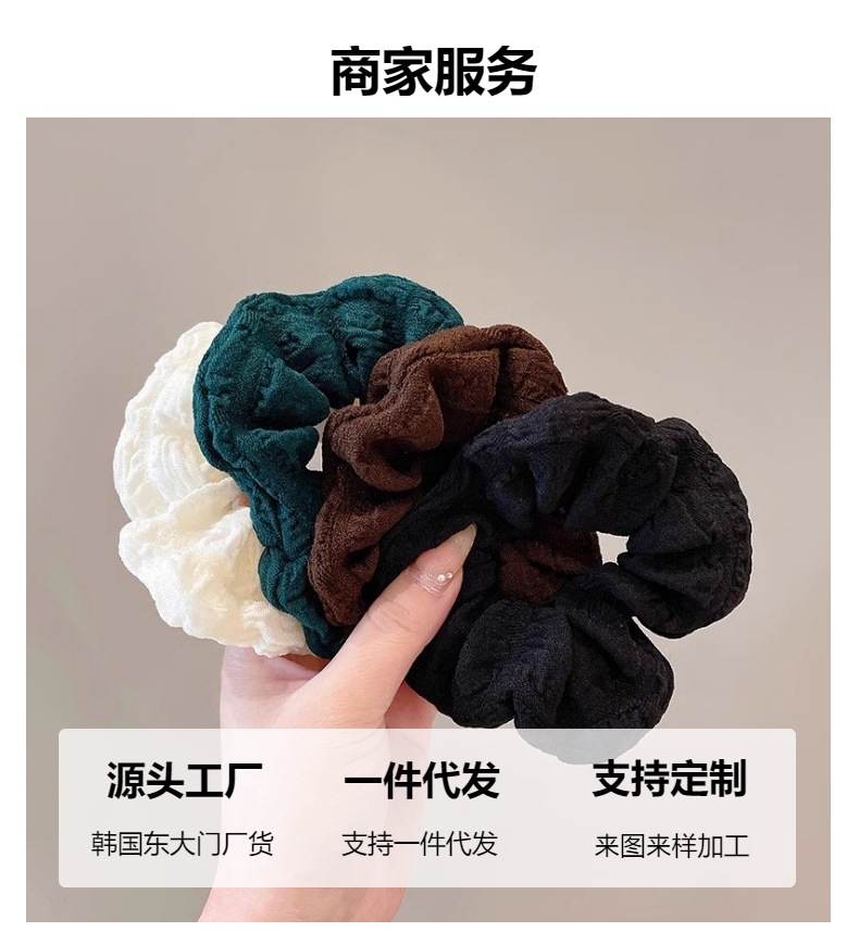 A retro French large intestine hair band for a woman with a simple and elegant ponytail bun. A hair tie, hair band, hair band and hair accessory for a woman pic 16