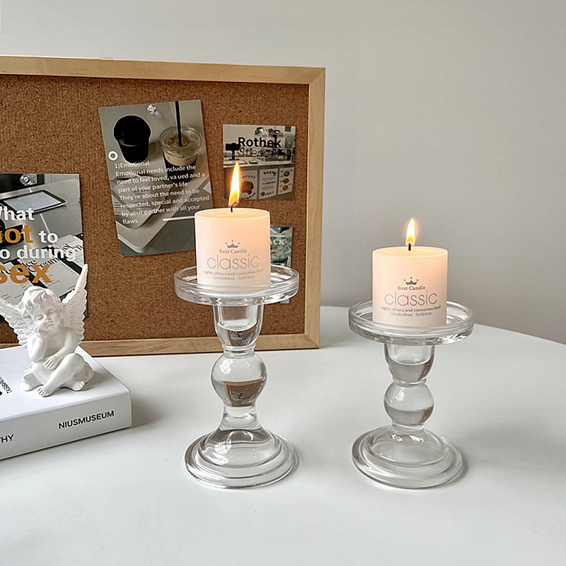 ins Roman column glass candlestick, French retro decorative item, romantic candlelight dinner decoration, photo prop pic 9